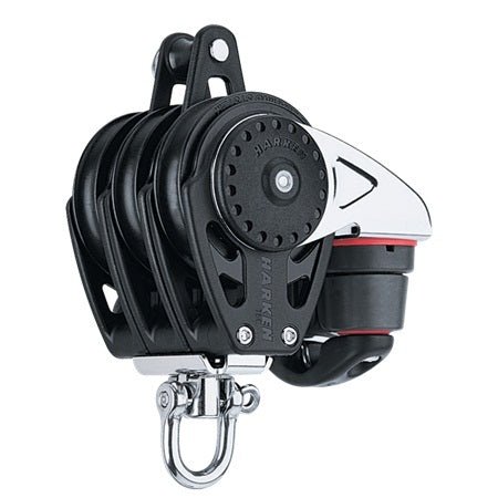 Harken 75mm Carbo Block, 3-scheibig mit Klemme/Hundsfott